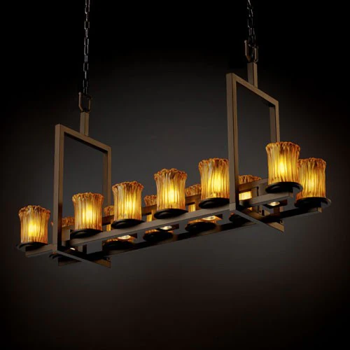 Justice Design Group Veneto Luce Dakota 12-Up and Five-Downlight Dark Bronze Short Bridge Chandelier - Image 1