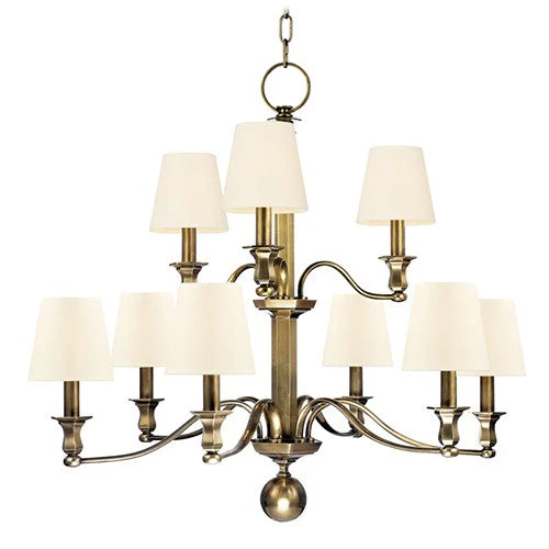 Nine-Light Chandelier with White Shade - Image 1
