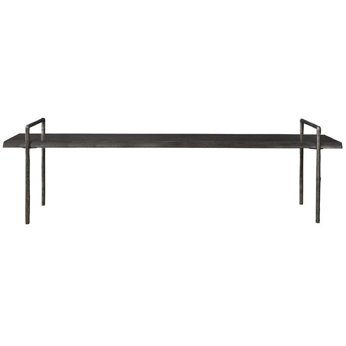 Uttermost  Chandos Dark Gray Wood Modern Lodge Tarnished Silver Iron Bench - Image 2