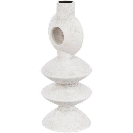 Surya Yagya Collection Modern Brushed Matte White Ceramic Vase YAG-005 - Image 3