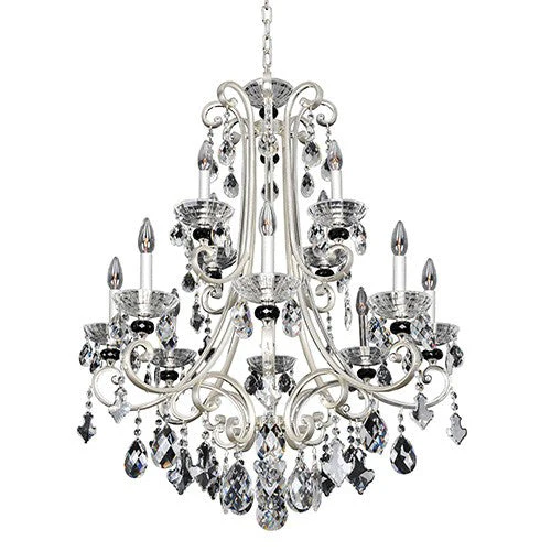 Two-Tone Silver 12-Light 32-Inch Wide Chandelier with Firenze Clear Crystal - Image 1