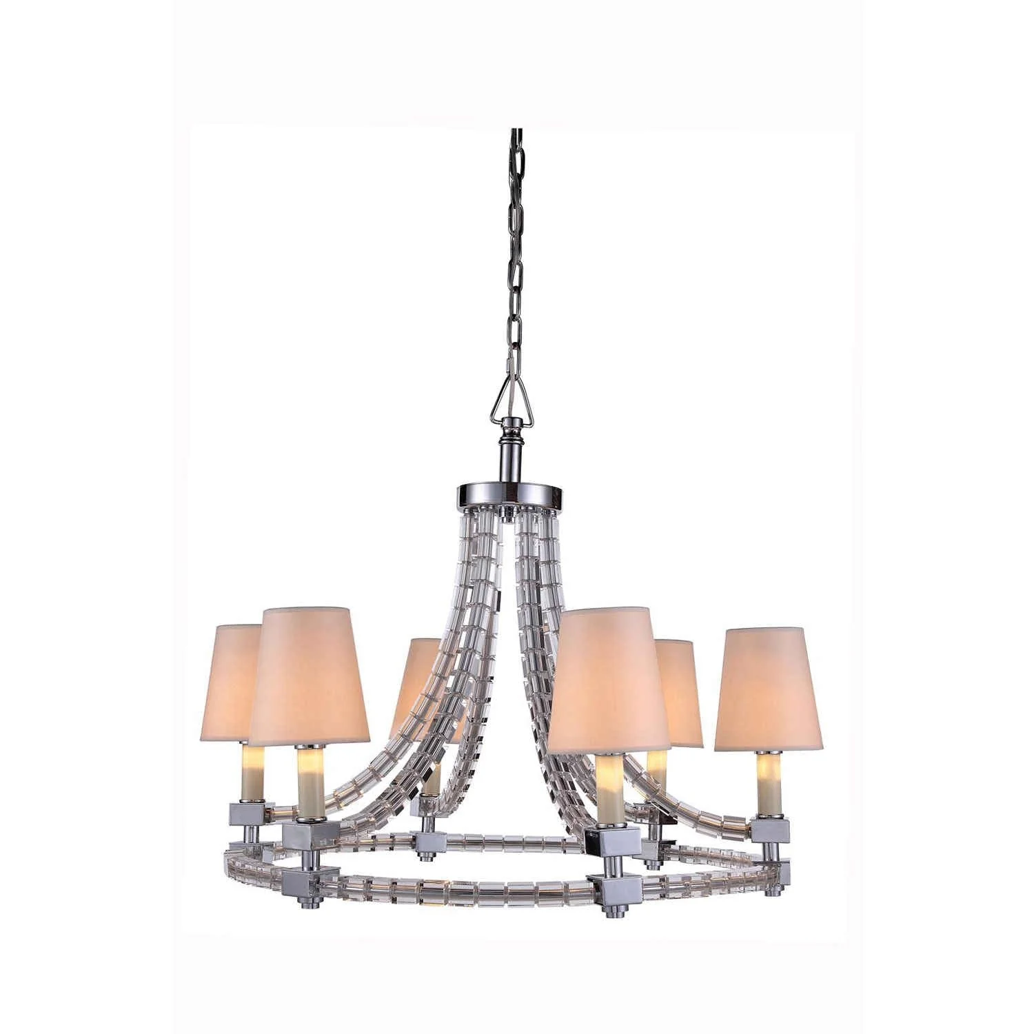 Polished Nickel Twenty-Nine-Inch Chandelier - Image 1