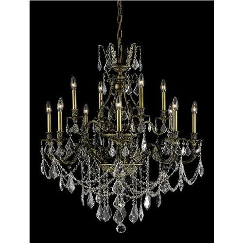 Monarch Antique Bronze Twelve-Light Chandelier with Clear Royal Cut Crystals - Image 1
