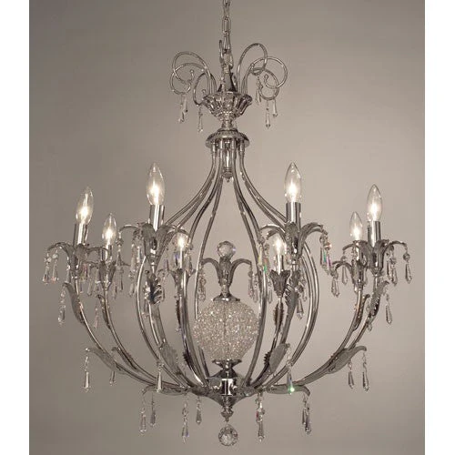 Eight-Light Chandelier with Crystal Accents - Image 1
