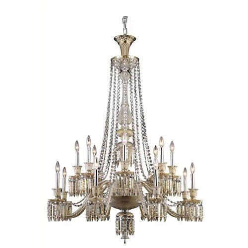 Majestic Elegant Cut Crystal Golden Teak 16 Light 55-in Chandelier - Image 1