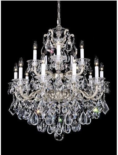 Silver 15-Light Clear Heritage Handcut Crystal Chandelier, 28W x 32H x 28D - Image 1