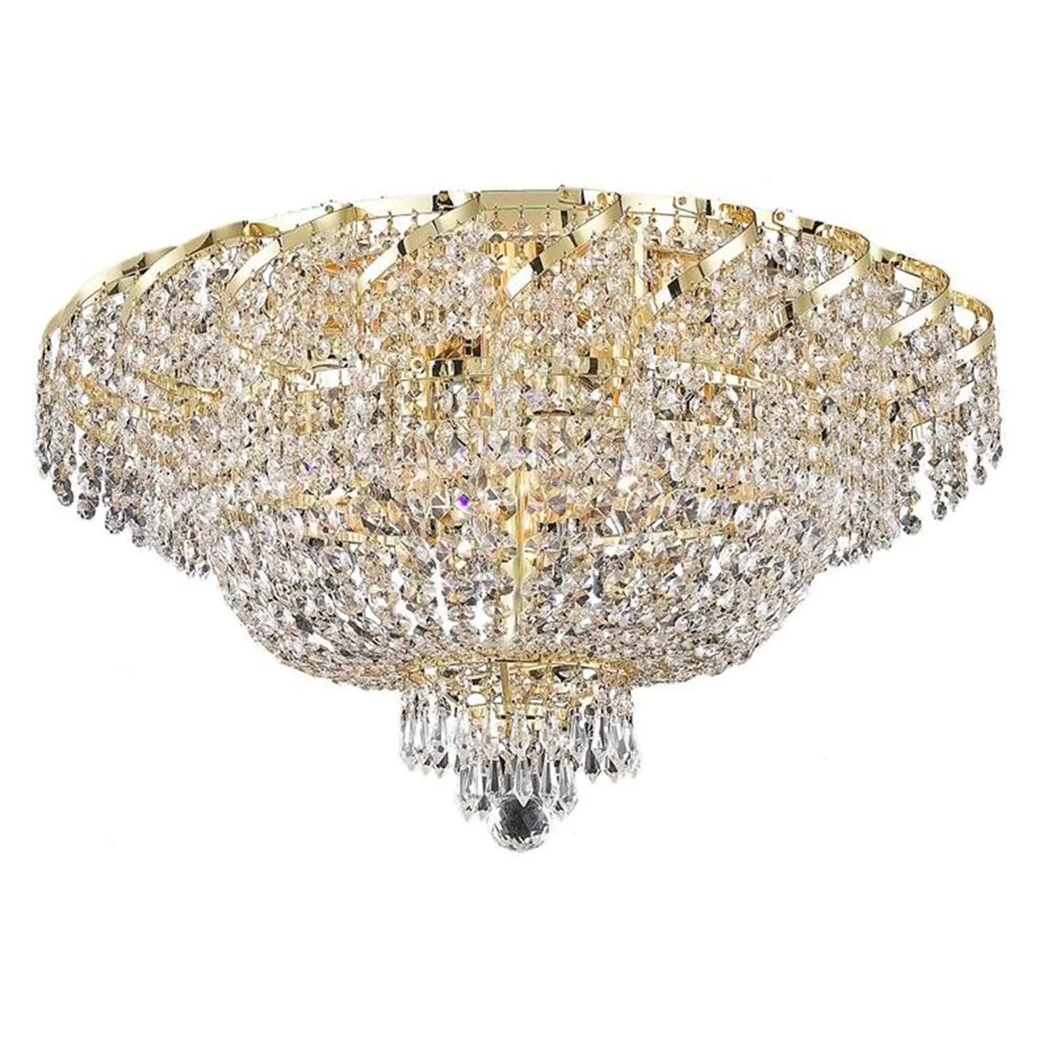 Belenus Gold Eighteen-Light 26-Inch Flush Mount with Royal Cut Clear Crystal - Image 1