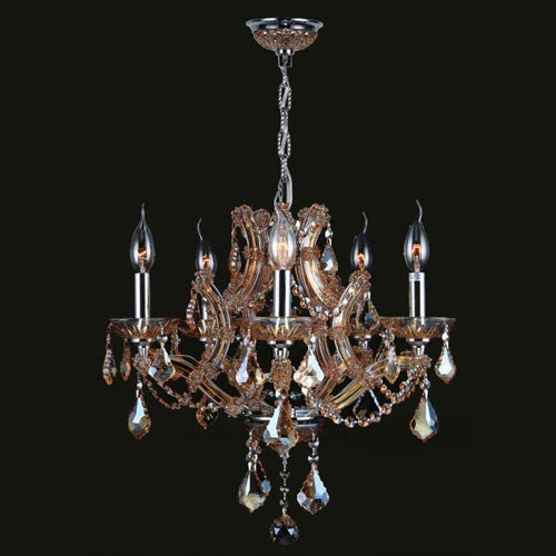 Five-Light Chrome Finish with Amber Crystal Chandelier - Image 1