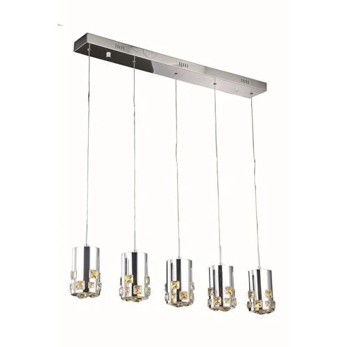 Broadway Royal Cut Crystal Chrome LED Five Light 90-in Pendant - Image 1