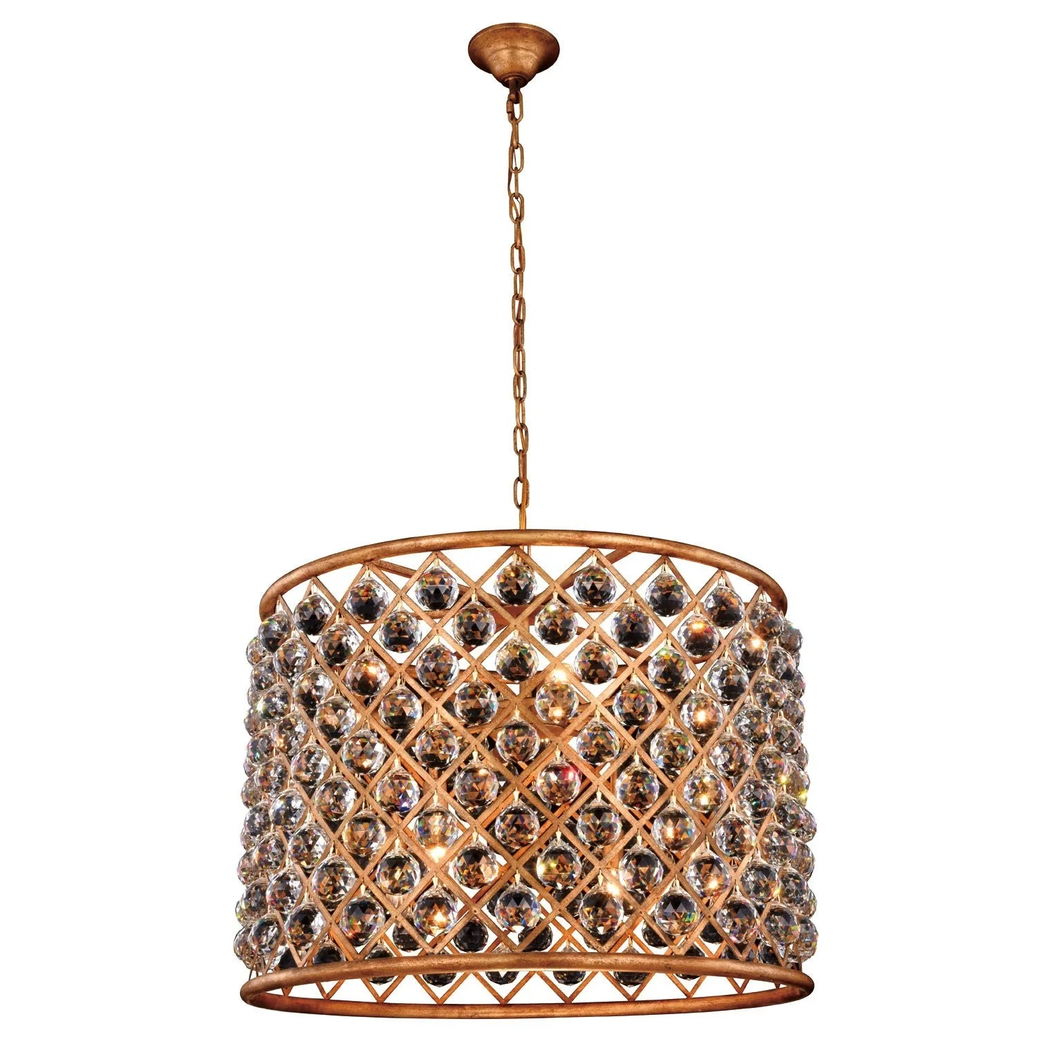 Madison Golden Iron 27.5-Inch Eight-Light Pendant with Faceted Crystal - Image 1