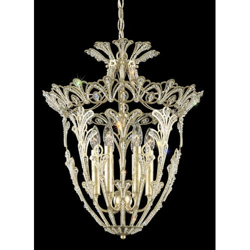 New Heirloom Silver Six-Light Crystal Swarovski Elements Pendant Light, 18W x 22.5H x 18D - Image 1