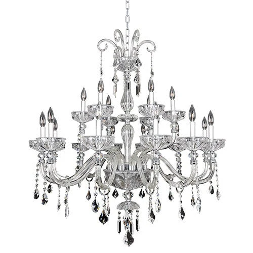 Chrome 18-Light 39-Inch Wide Chandelier with Firenze Clear Crystal - Image 1