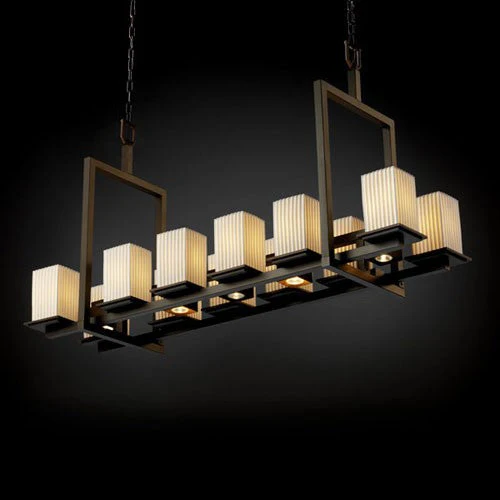 Justice Design Group Limoges Montana 12-Up and Five-Downlight Dark Bronze Short Bridge Chandelier - Image 1