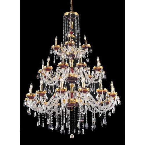 Alexandria Gold Thirty-Light 45-Inch Chandelier with Royal Cut Clear Crystal - Image 1