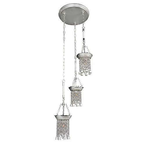 Two-Tone Silver Three-Light 16-Inch Round Pendant with Firenze Clear Crystal - Image 1