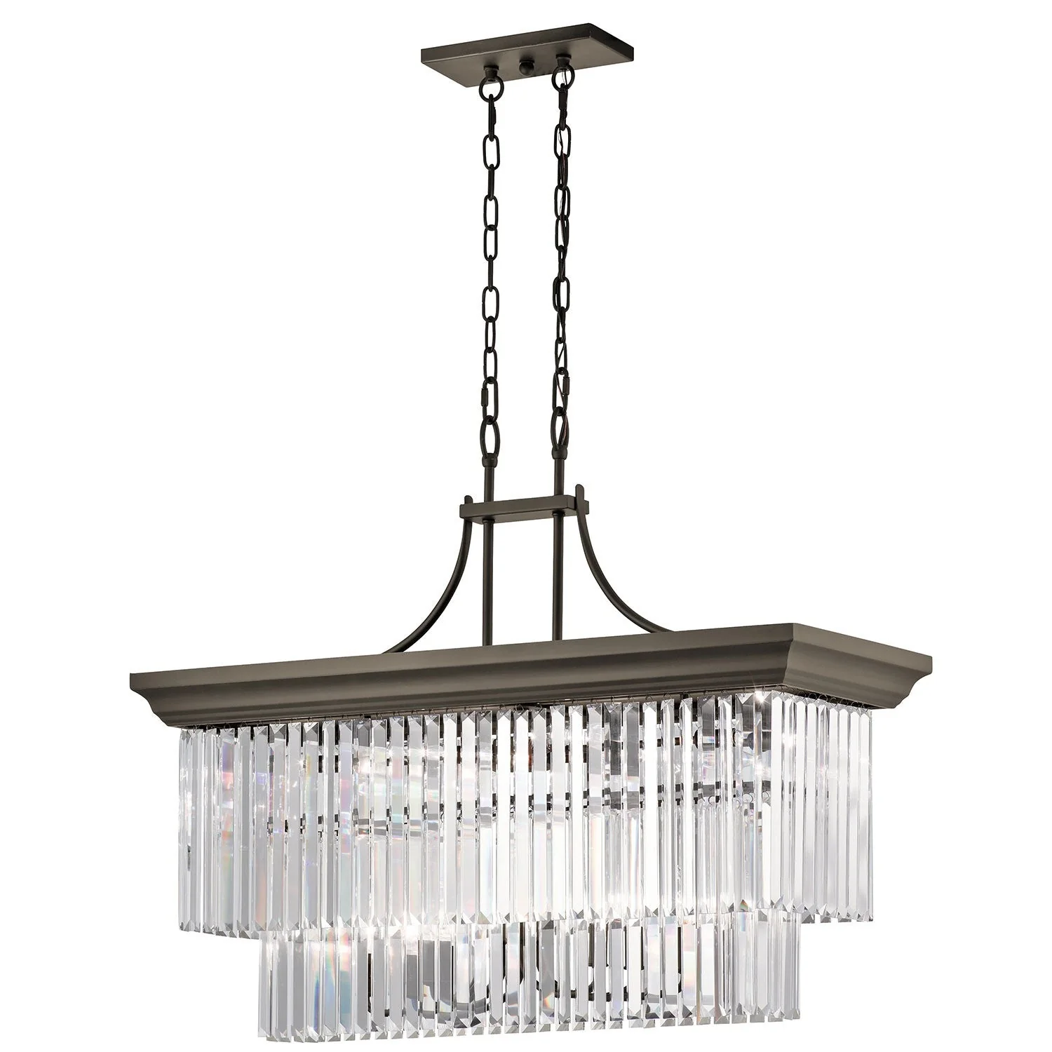 Olde Bronze Twelve-Light Linear Chandelier Pendant - Image 1