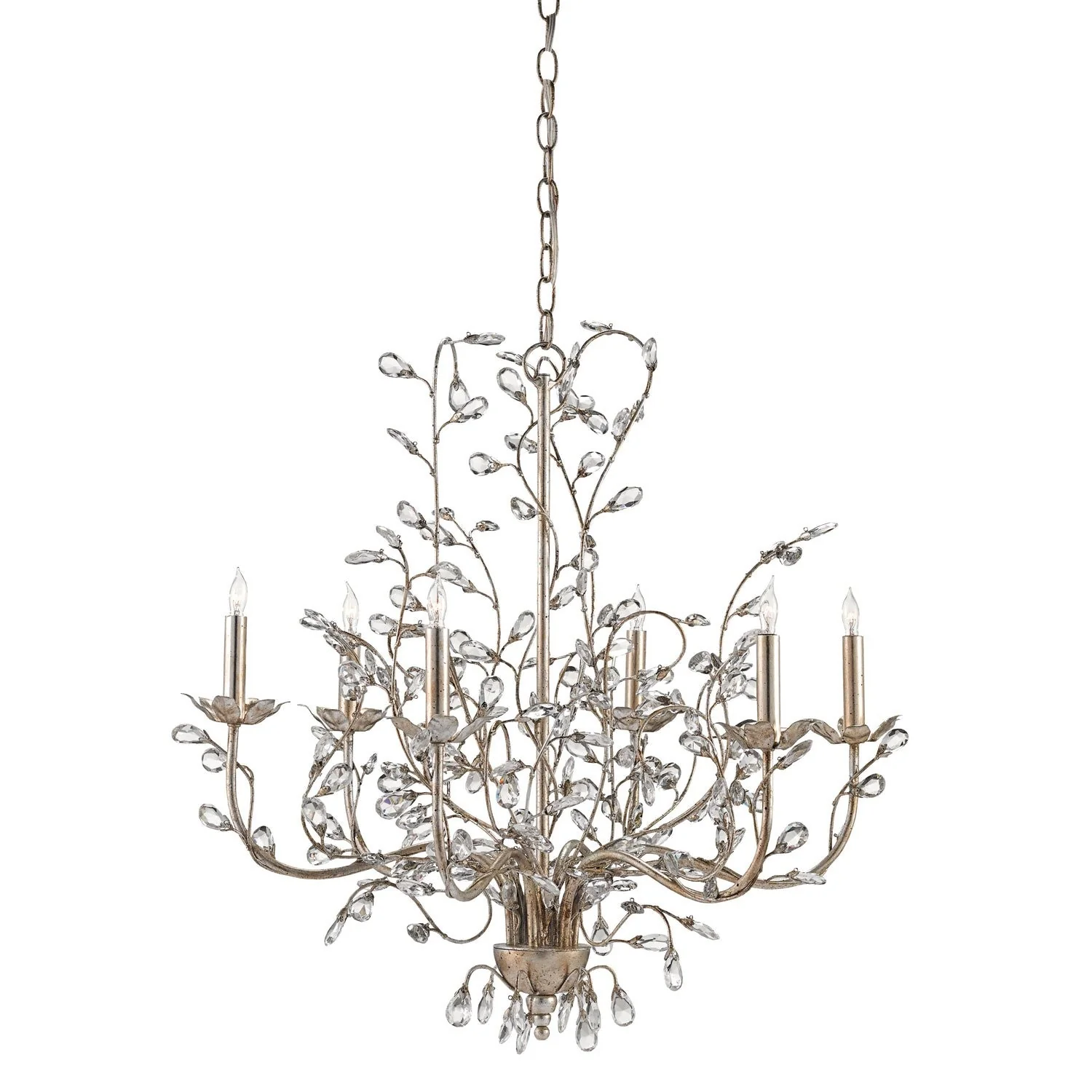 Company Crystal Bud Silver Granello Six-Light Chandelier - Image 1