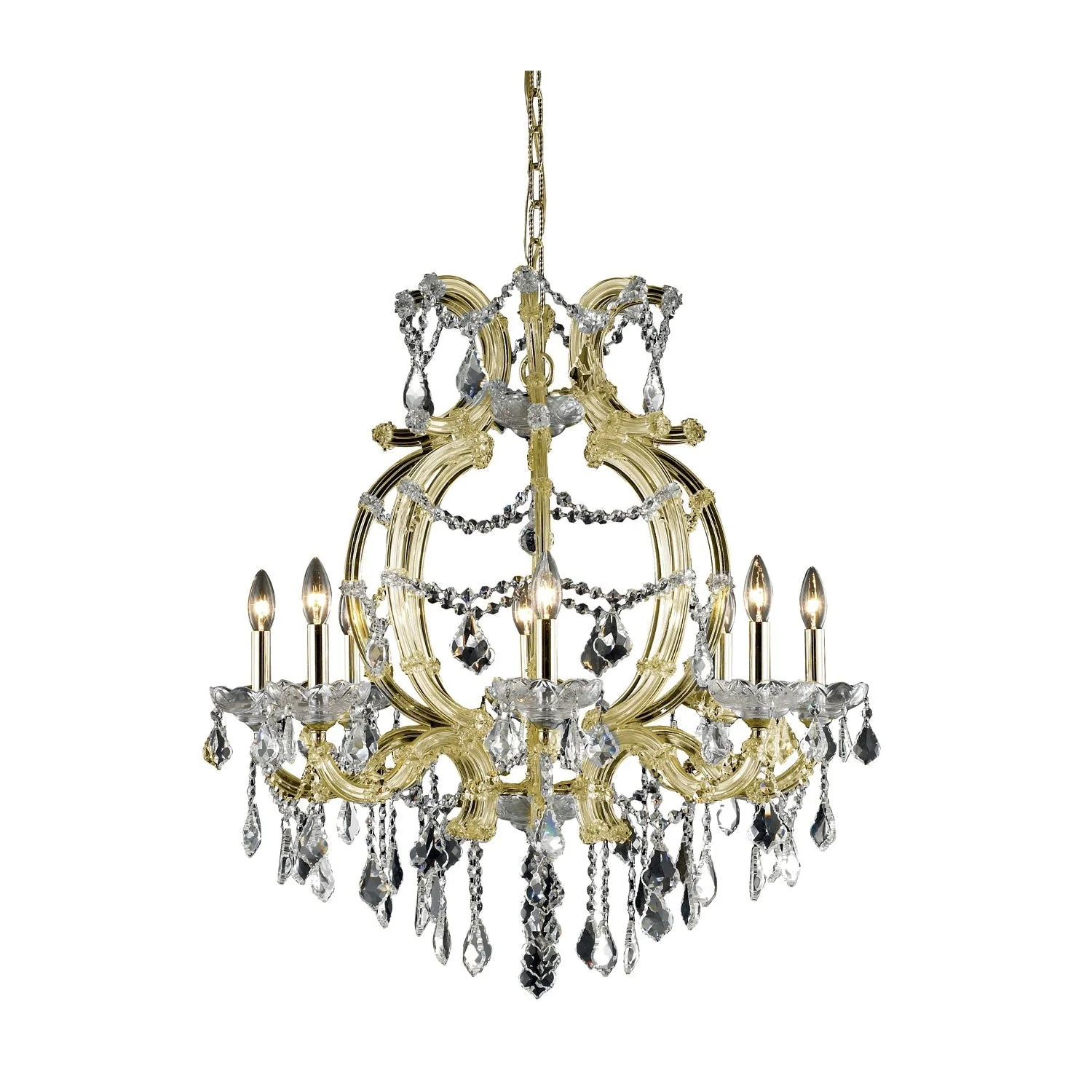 Maria Theresa Spectra Swarovski Crystal Gold Eight Light 32.5-in Chandelier - Image 1