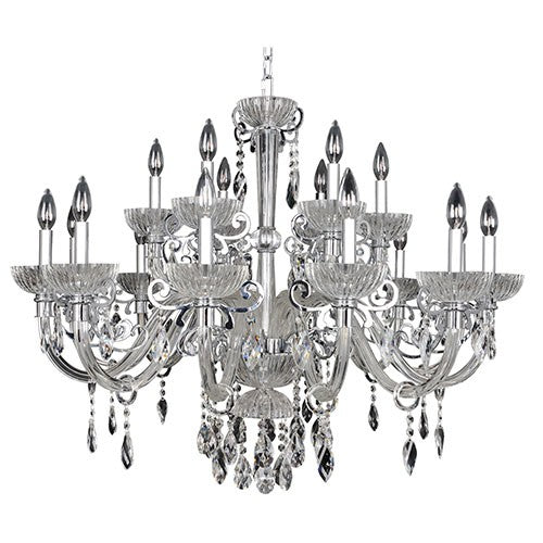 La Valle Chrome 18-Light 38-Inch Wide Chandelier with Firenze Clear Crystal - Image 1