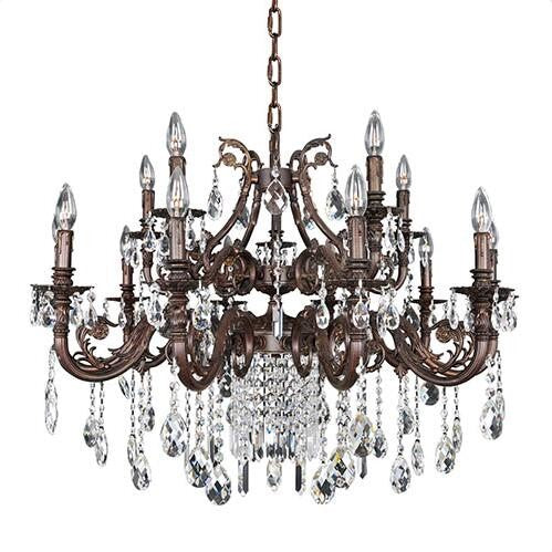 Silver Leaf 15-Light Chandelier with Firenze Clear Crystal - Image 1