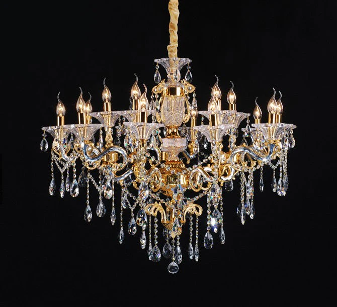 Gold plated traditional 15 light crystal Chandelier - Image 1