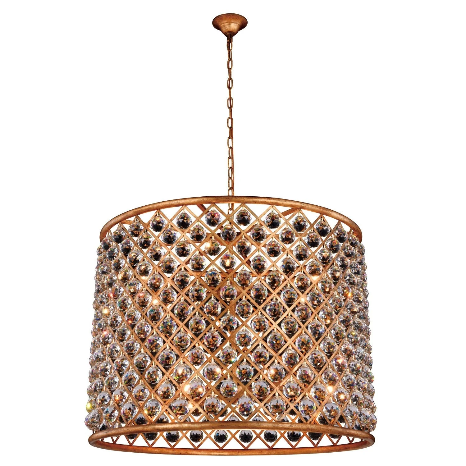 Madison Golden Iron 35.5-Inch Twelve-Light Pendant with Faceted Crystal - Image 1