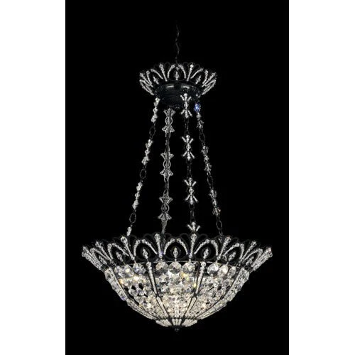 Jet Black Seven-Light Clear Spectra Crystal Pendant Light, 20W x 28H x 20D - Image 1
