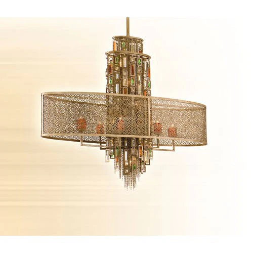 Bronze with Silver Leaf 11-Light Island Pendant - Image 1