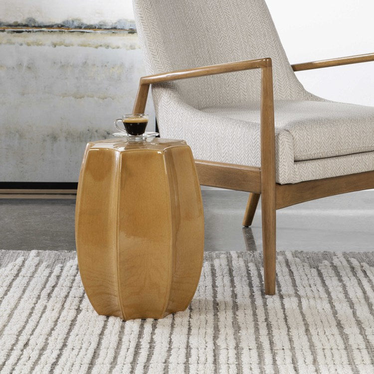 Uttermost Sunrise Warm Amber Ceramic Garden Stool - Image 1