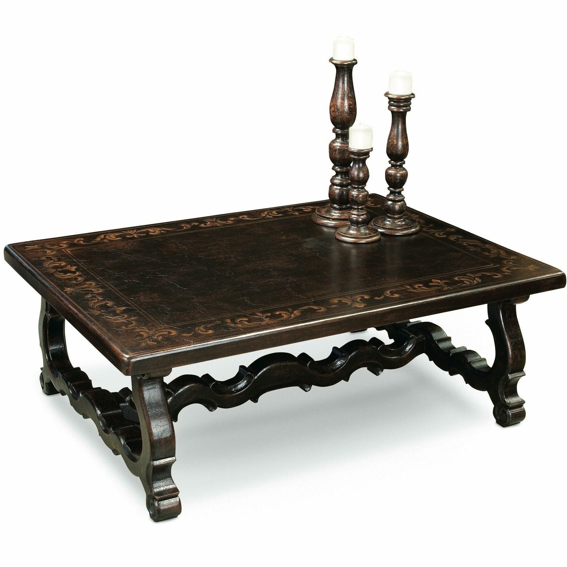 Casa Bonita Peruvian Hand-Painted Carved Wood Marbella Coffee Table