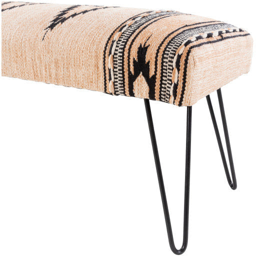 Surya Miriam Rustic Modern Hand Woven Fabric Bench With Black Metal Base MAM-002 - Image 3
