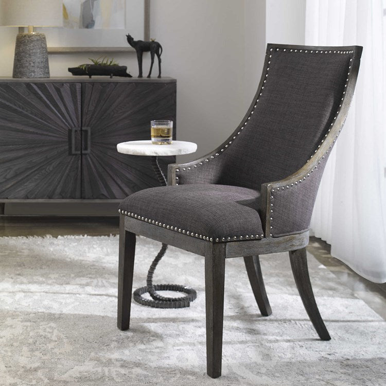 Uttermost Aidrian Charcoal Gray Linen Accent Chair - Image 2