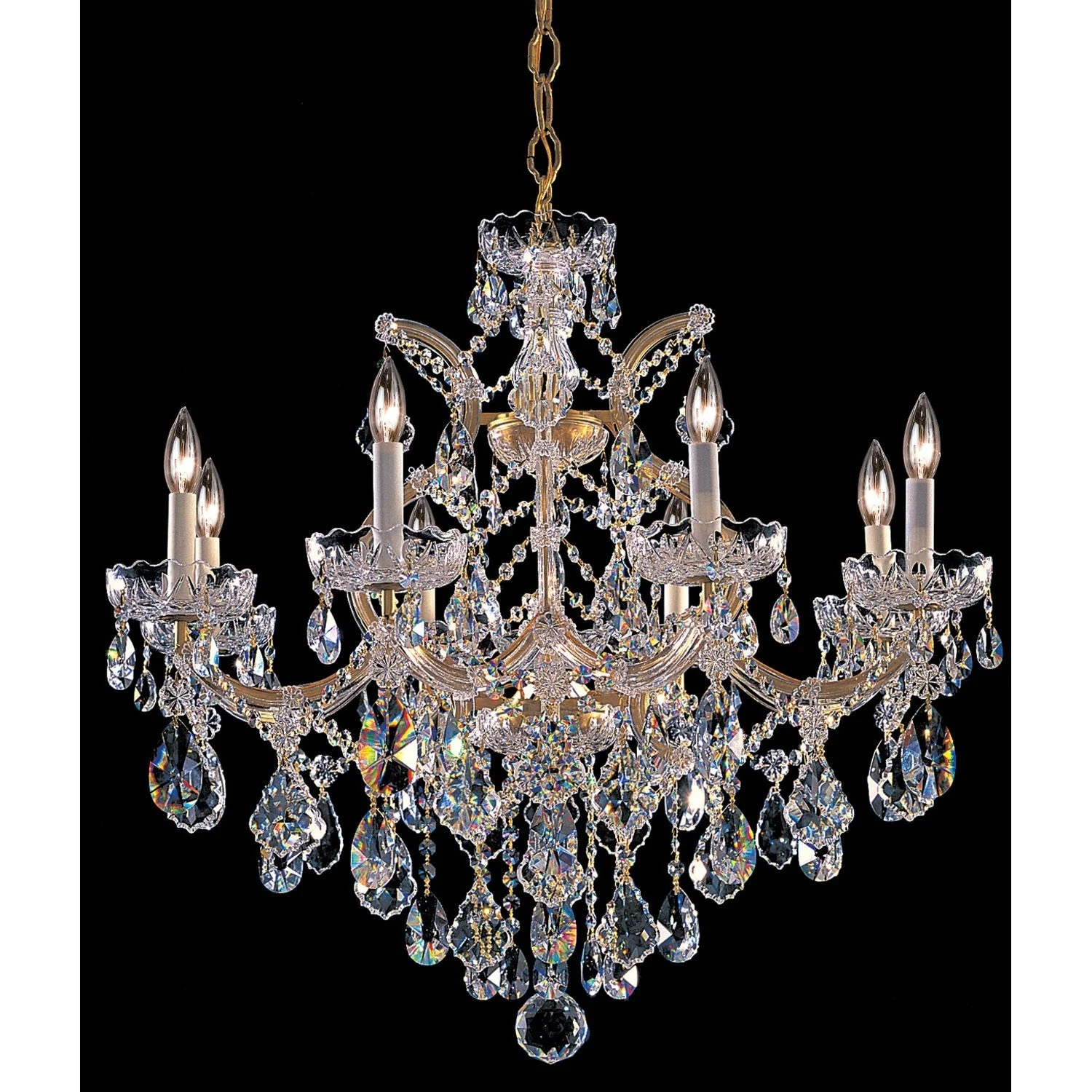 Gold Eight-Light Chandelier with Swarovski Strass Crystal - Image 1