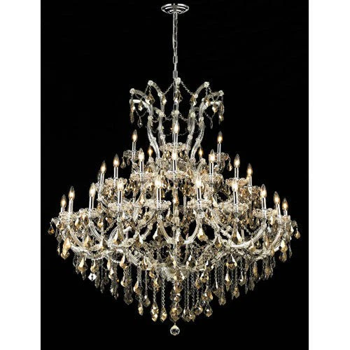 Maria Theresa Chrome Forty-One Light 52-Inch Chandelier with Royal Cut Golden Teak Smoky Crystal - Image 1
