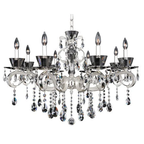 Locatelli Two-Tone Silver Eight-Light Chandelier with Firenze Clear Crystal - Image 1