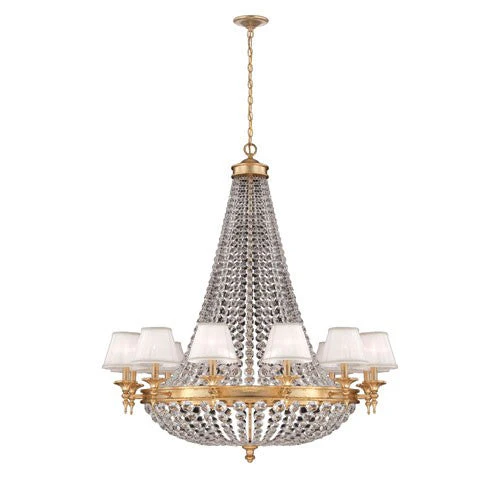 Pietra Gold 18 Light Chandelier with White Shade - Image 1