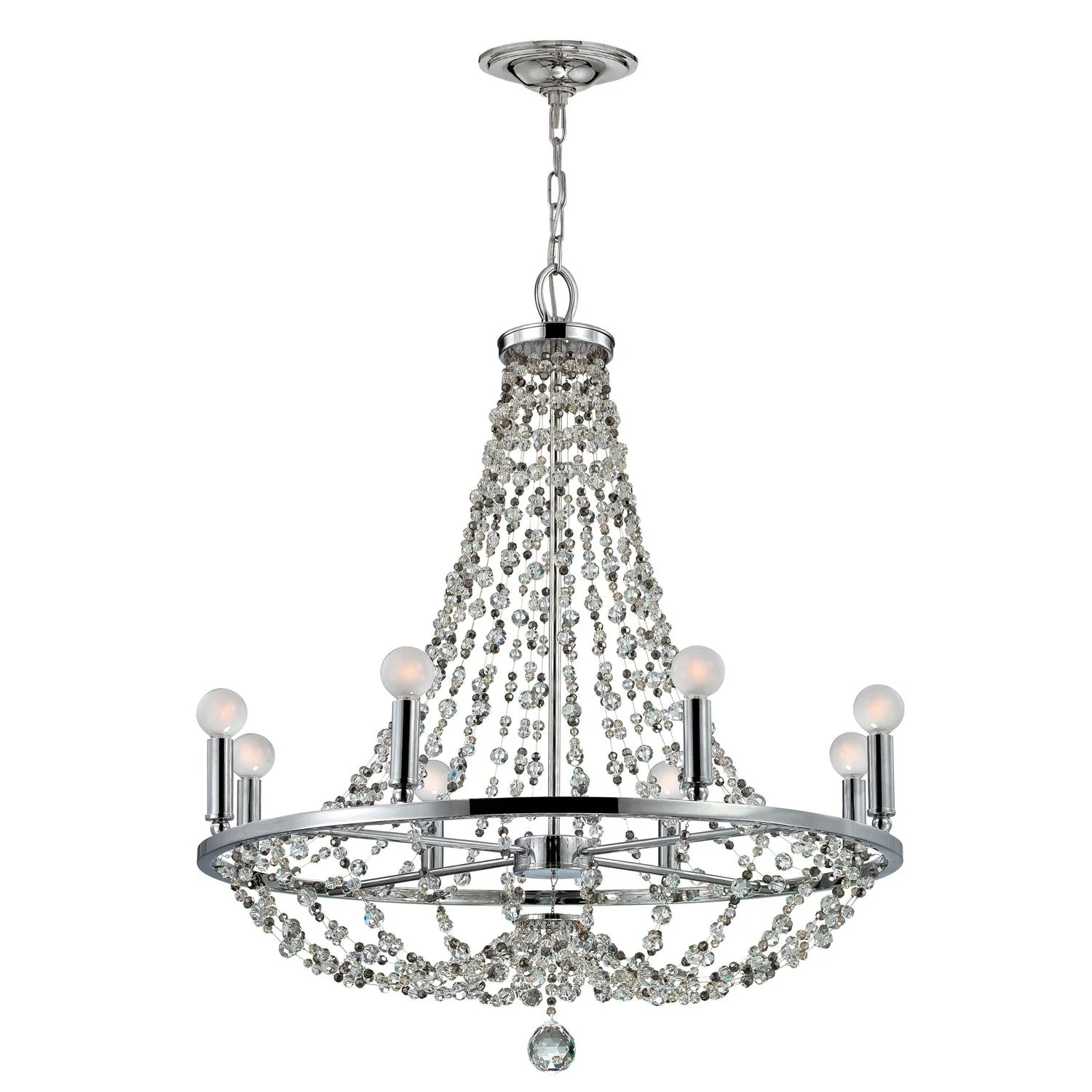 Group Channing Polished Chrome Eight-Light Chandelier with Decorative Beading - Image 1