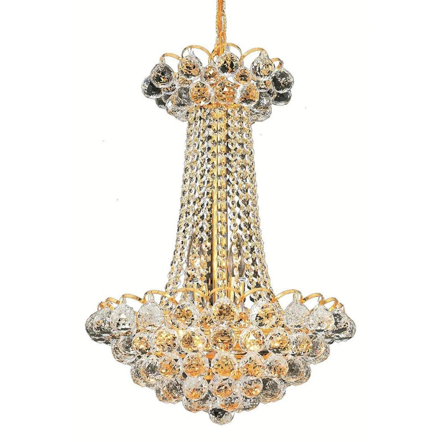 Godiva Gold Nine-Light 16-Inch Chandelier with Elegant Cut Clear Crystal - Image 1