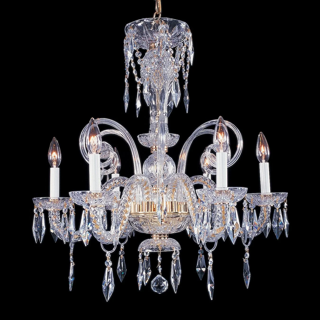 6 Light Continental Chandelier, Gold plated finish - Image 1