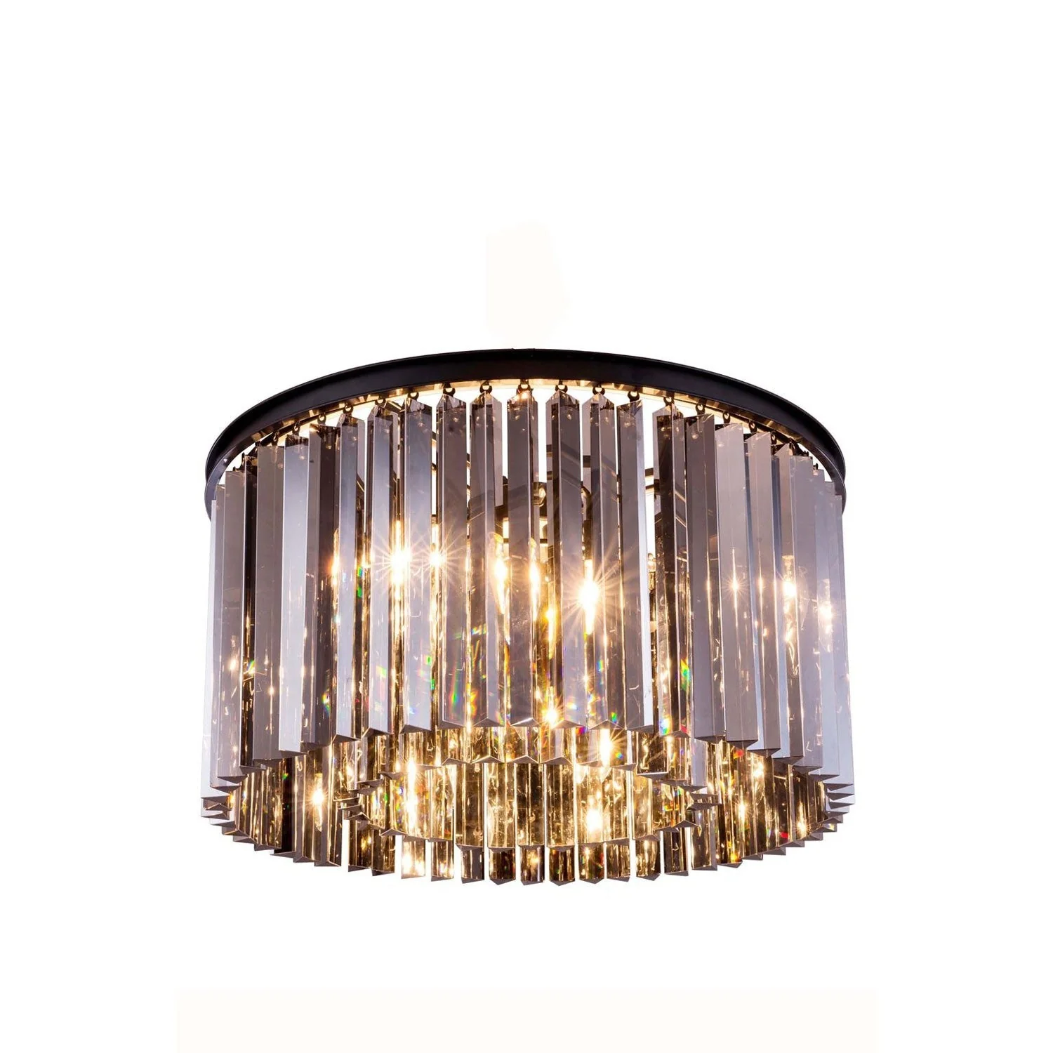 Sydney Mocha Brown Eight-Light Flushmount with Royal Cut Silver Shade Crystals - Image 1