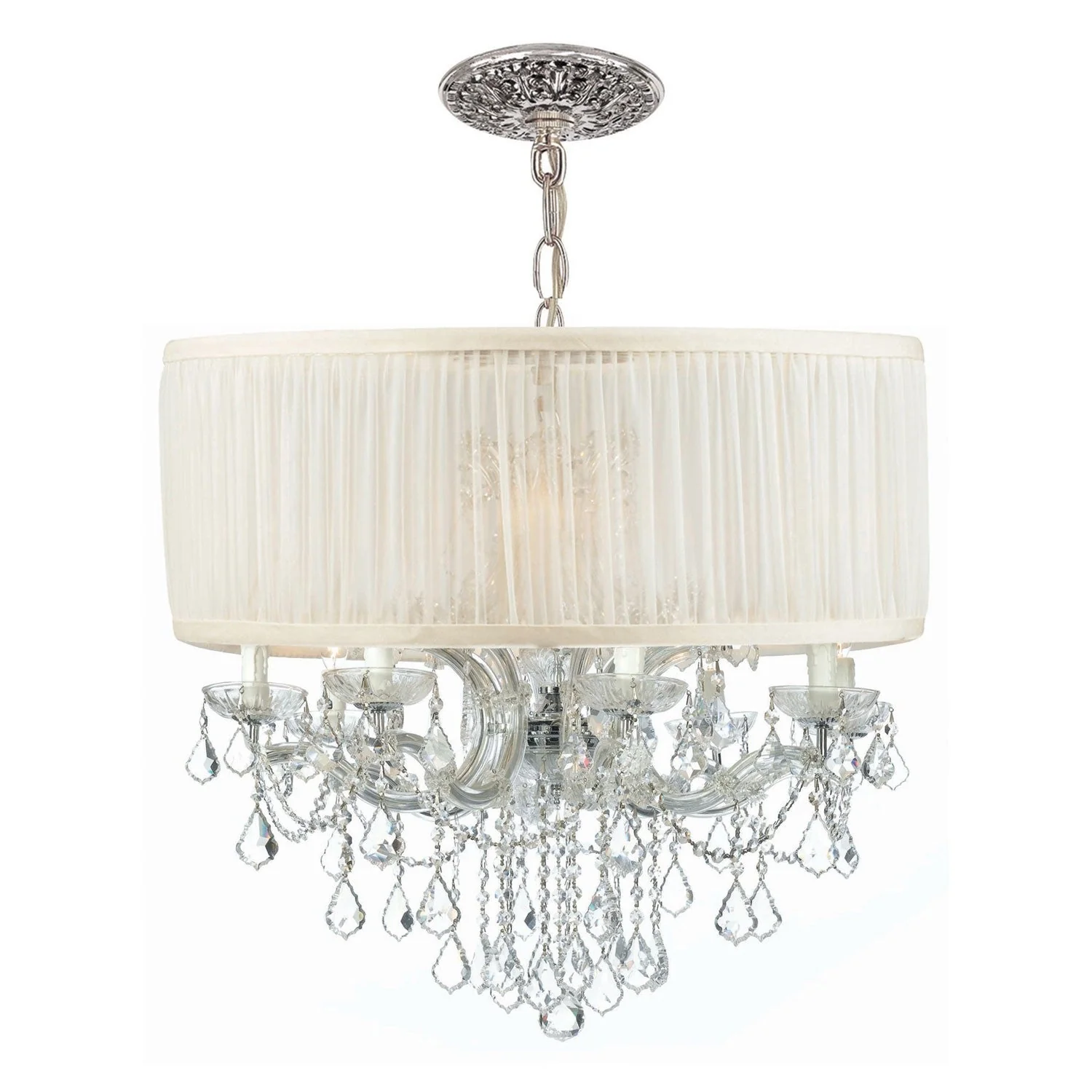 Group Brentwood Polished Chrome Twelve-Light Crystal Drum Pendant - Image 1