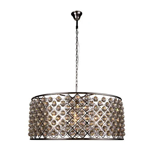 Madison Polished Nickel 10-Light Pendant with Faceted Clear Crystals - Image 1