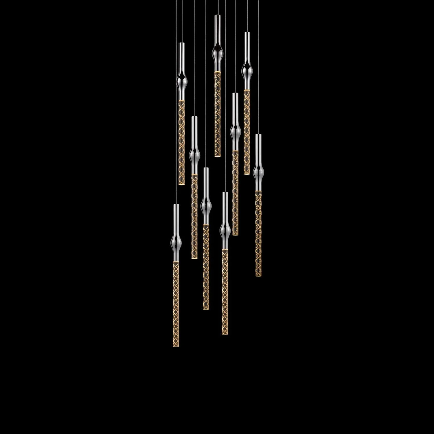 Polished Chrome Nine-Light LED Pendant - Image 1