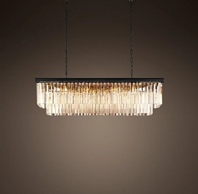 Creative retro rectangular 12 lights K9 crystal chandelier - Image 1