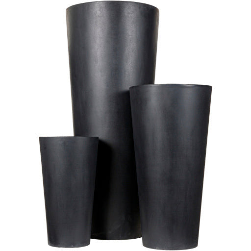 Surya Seastone Collection Modern Set of 3 Brushed Matte Black Concrete Outdoor Floor Vases SST-001 - Image 2