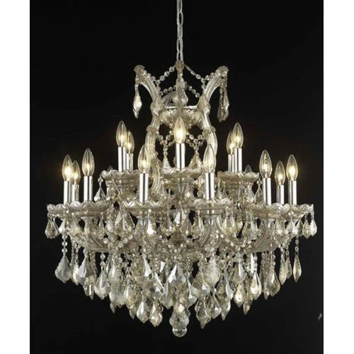 Maria Theresa Golden Teak Nineteen-Light Chandelier with Golden Teak/Smoky Royal Cut Crystals - Image 1