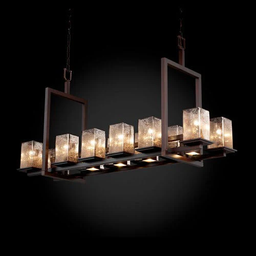 Justice Design Group Fusion Montana 12-Up and Five-Downlight Dark Bronze Short Bridge Chandelier - Image 1