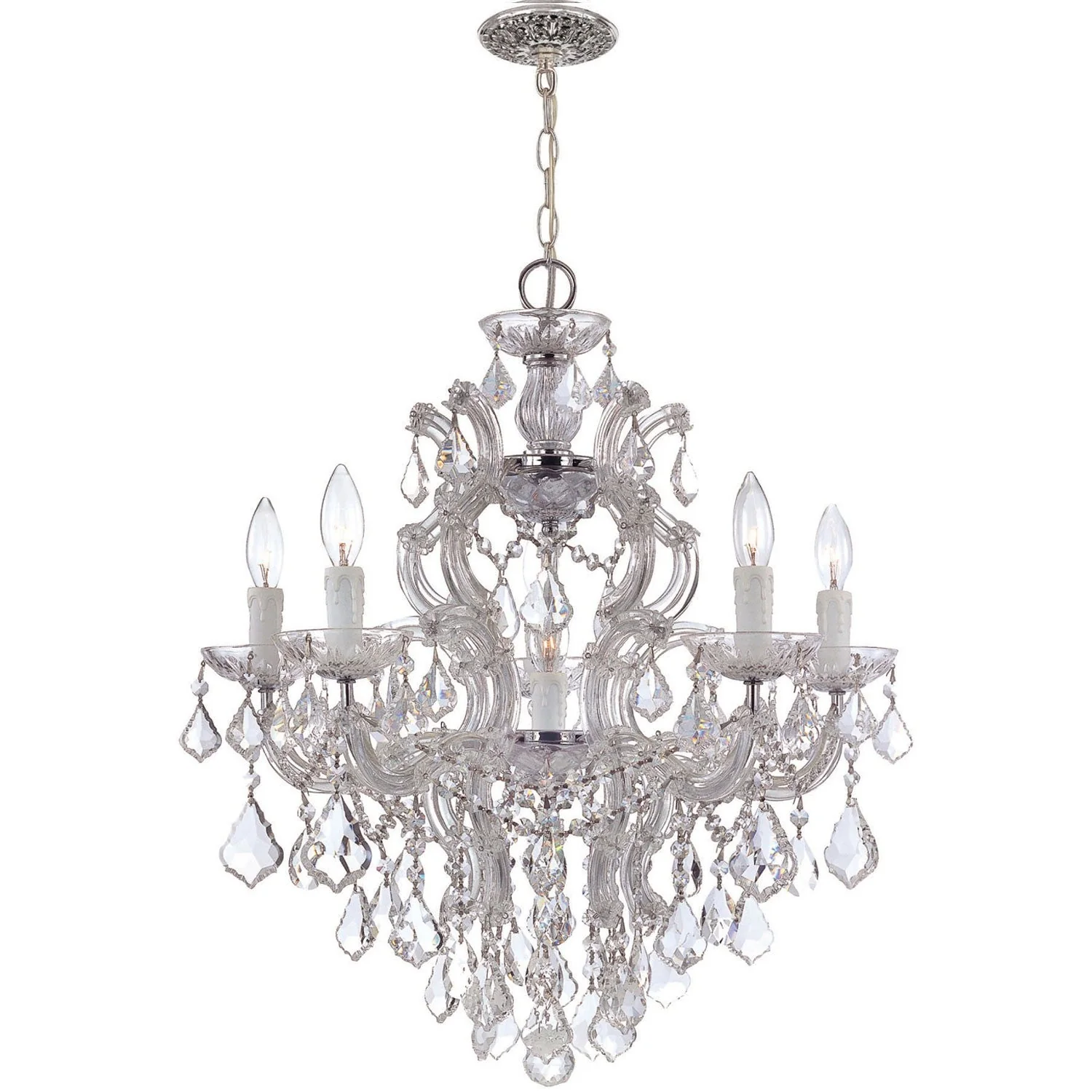 Group Maria Theresa Polished Chrome Five-Light Chandelier with Swarovski Elements Crystals - Image 1