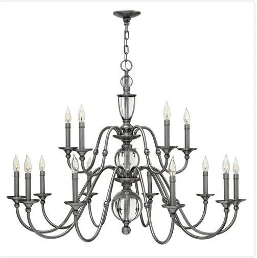 Nickel 15 Light Chandelier - Image 1