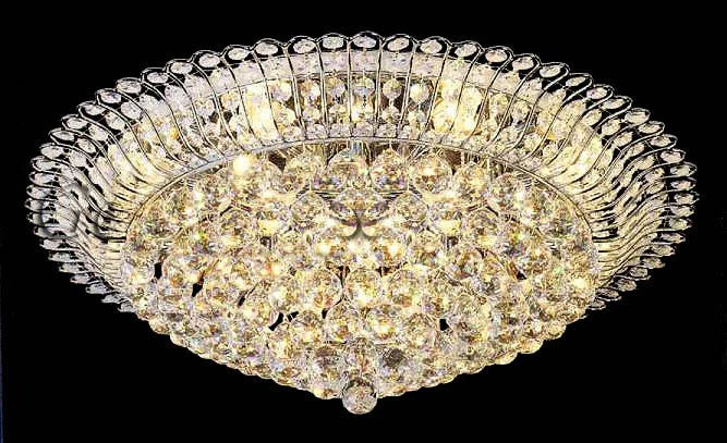 flush mount crystal ceiling light with 25% full lead crystals in chrome - Image 1
